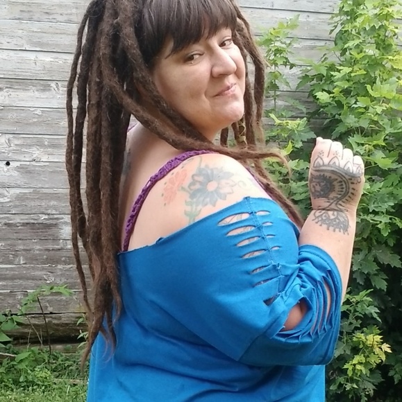 Destroyed Slashed Royal Blue Tee - Picture 6 of 6